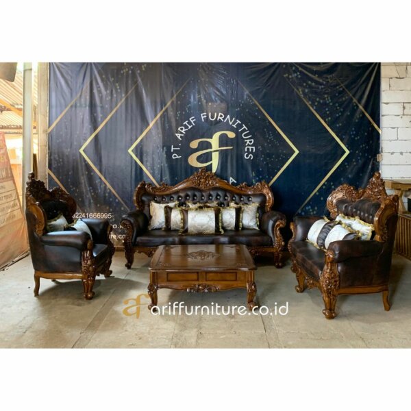 Sofa Tamu Mewah Klasik Jati Mebel Ukiran Jepara AF-31 - Gambar 3