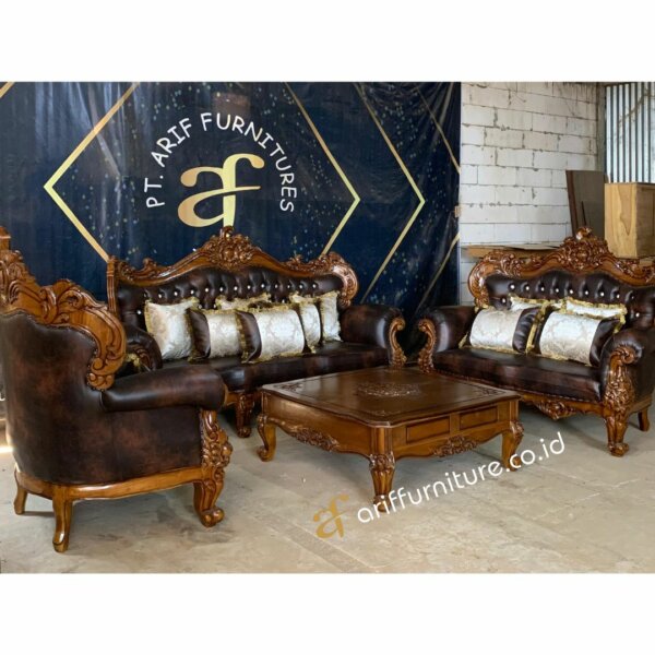 Sofa Tamu Mewah Klasik Jati Mebel Ukiran Jepara AF-31 - Gambar 5