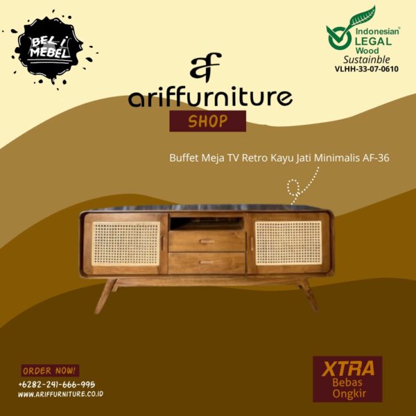 Buffet Meja TV Retro Kayu Jati Minimalis AF-36