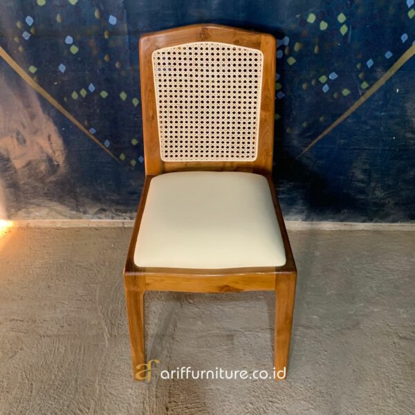 Kursi Makan Terbaru Kayu Jati Rotan Modern Retro AF-37 - Gambar 3