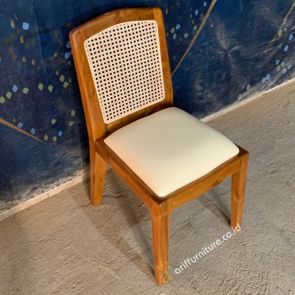 Kursi Makan Terbaru Kayu Jati Rotan Modern Retro AF-37 - Gambar 4