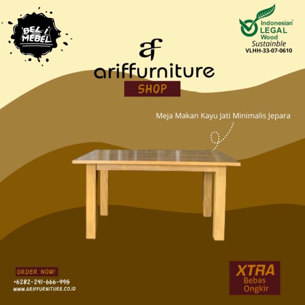 Meja Makan Kayu Jati Minimalis Jepara