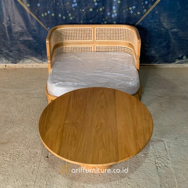 Sofa Single Sandaran Lengkung Set Meja Kopi Minimalis AF-37 - Gambar 3