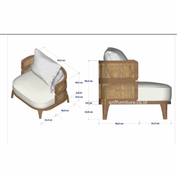 Sofa Single Sandaran Lengkung Set Meja Kopi Minimalis AF-37 - Gambar 7