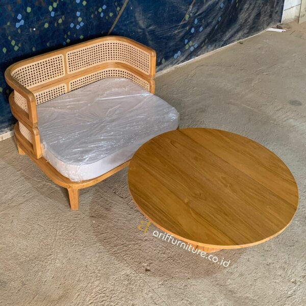 Sofa Single Sandaran Lengkung Set Meja Kopi Minimalis AF-37 - Gambar 4