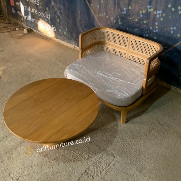 Sofa Single Sandaran Lengkung Set Meja Kopi Minimalis AF-37 - Gambar 5