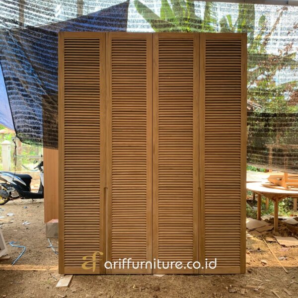 Lemari Pakaian Veneer Kayu Jati Custom Jepara - Gambar 3