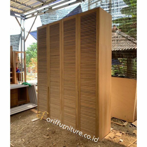 Lemari Pakaian Veneer Kayu Jati Custom Jepara - Gambar 5