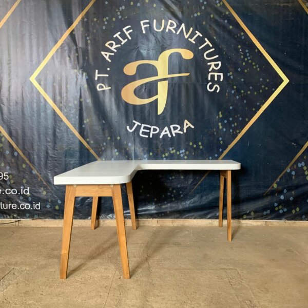 Meja Belajar Sudut Minimalis Kayu Custom Terbaru - Gambar 2