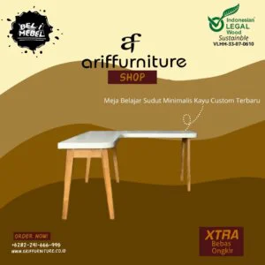 Meja Belajar Sudut Minimalis Kayu Custom Terbaru