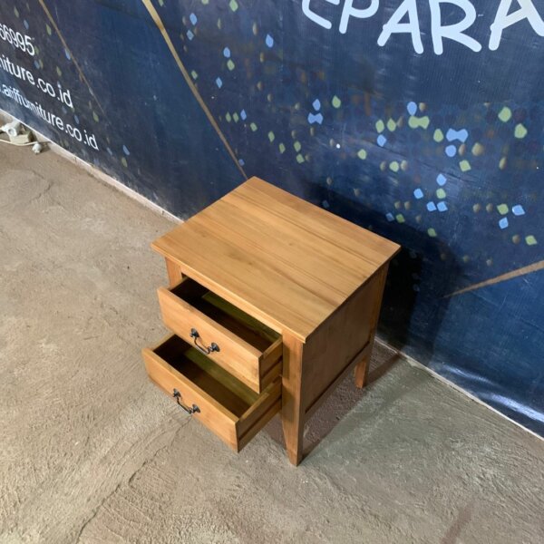 Nakas Classic Minimalis Kayu Jati 2 Laci - Gambar 6