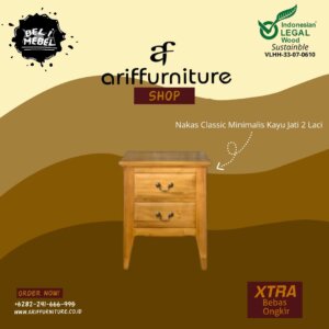 Nakas Classic Minimalis Kayu Jati 2 Laci
