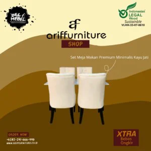 Set Meja Makan Premium Minimalis Kayu Jati