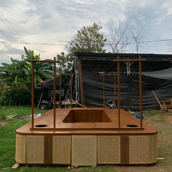 Meja Cafe Prasmanan Restaurant Kayu Jati Custom - Gambar 2