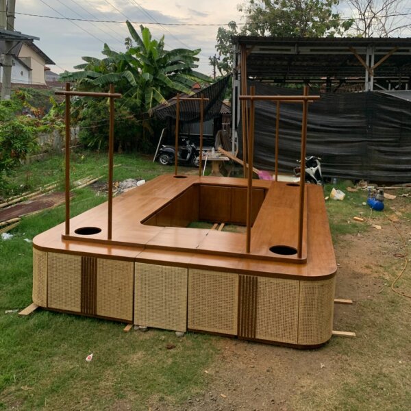 Meja Cafe Prasmanan Restaurant Kayu Jati Custom - Gambar 4