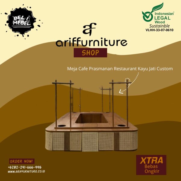 Meja Cafe Prasmanan Restaurant Kayu Jati Custom