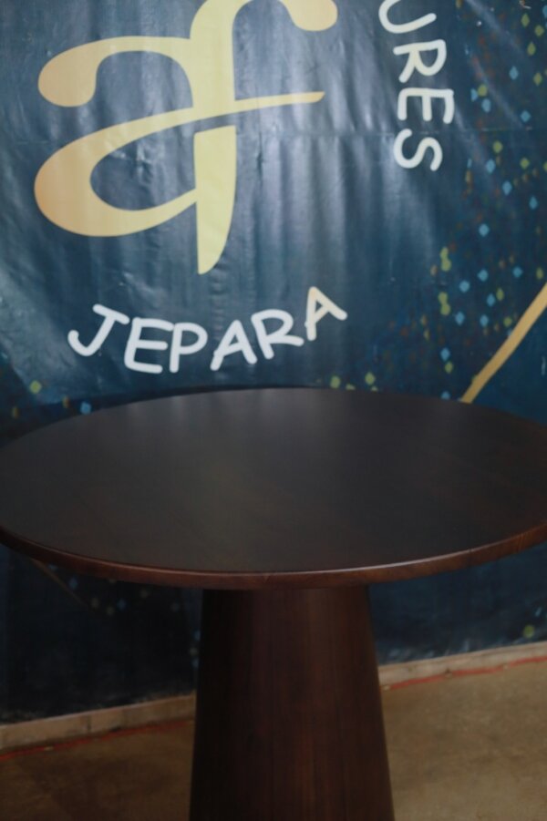 Bar Table Meja Minimalis Bundar Kayu Jati - Gambar 6