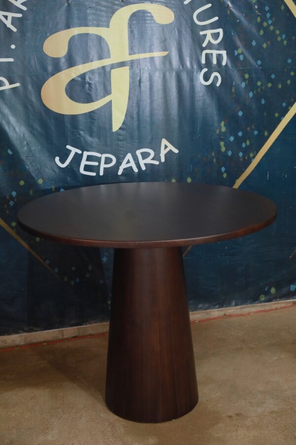 Bar Table Meja Minimalis Bundar Kayu Jati - Gambar 5
