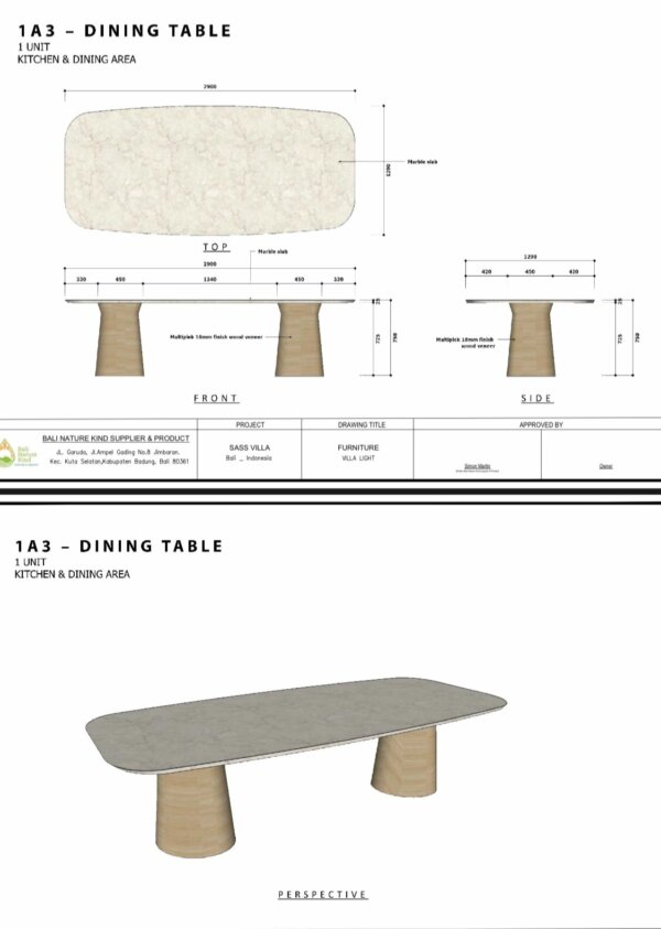 Dinning Table Modern Minimalis Top Marble - Gambar 9