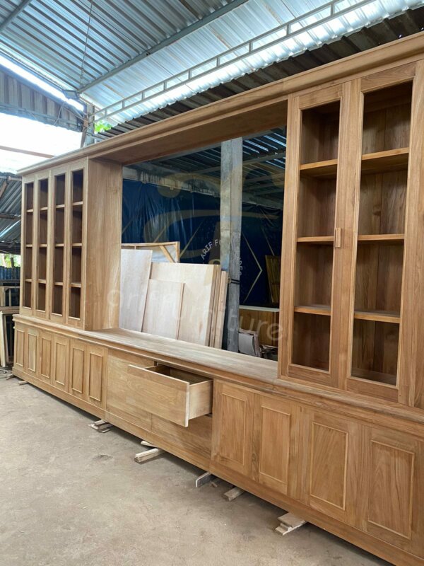 Lemari Hias Minimalis Hongsui Kayu Jati Custom - Gambar 3