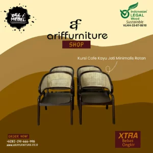 Kursi Cafe Kayu Jati Minimalis Rotan