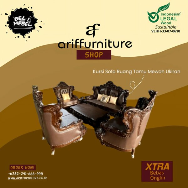 Kursi Sofa Ruang Tamu Mewah Ukiran Jepara