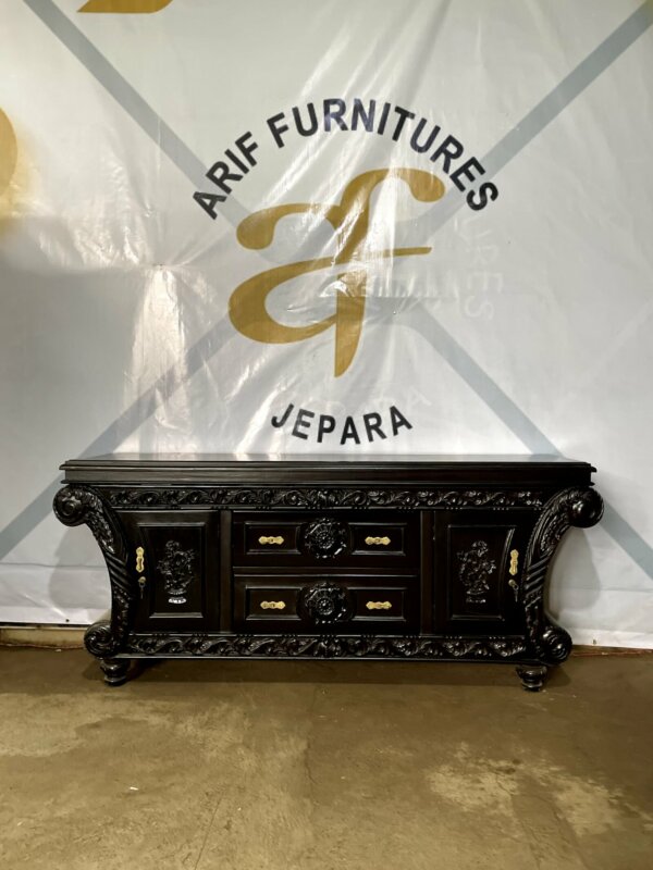 Meja Buffet TV Ukir Jepara Mewah - Gambar 2