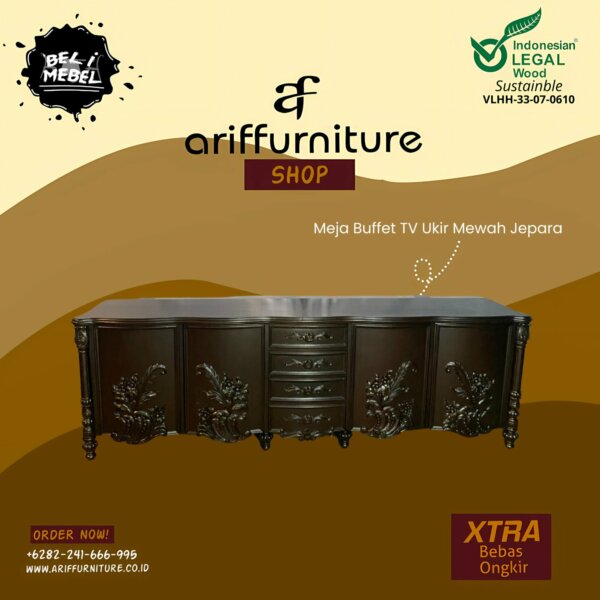 Meja Buffet TV Ukir Mewah Jepara