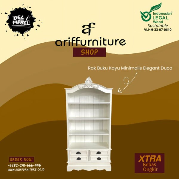 Rak Buku Kayu Minimalis Elegant Duco Custom