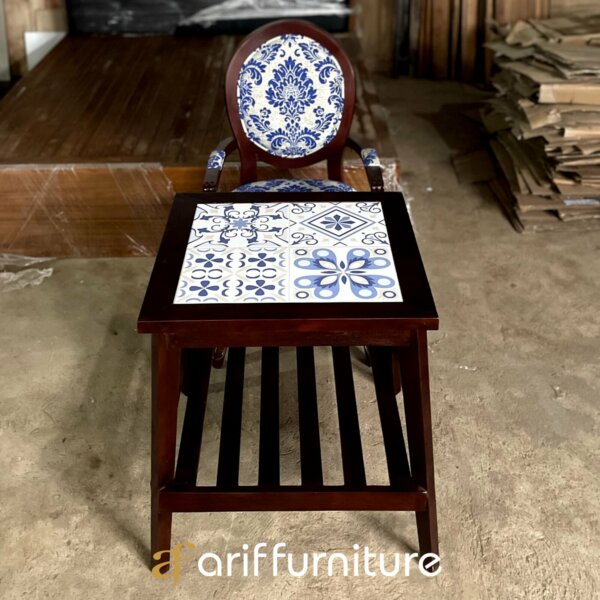 Set Meja Kursi Cafe Resto Kayu Jati Armchair - Gambar 7