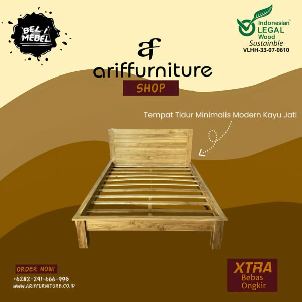Tempat Tidur Minimalis Modern Kayu Jati