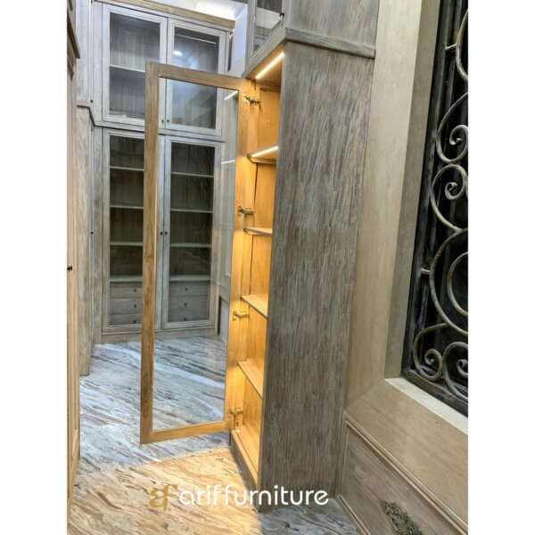 Lemari Pakaian Kayu Jati Model Pintu Kaca Minimalis - Gambar 19