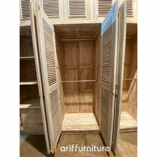 Lemari Pakaian Minimalis Pintu Jalusi Kayu Jati - Gambar 13