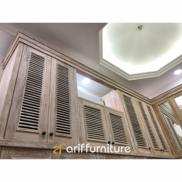 Lemari Pakaian Minimalis Pintu Jalusi Kayu Jati - Gambar 18