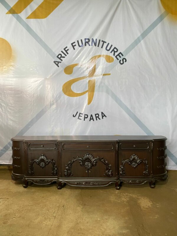 Meja Buffet TV Mewah Kayu Jati Furniture Jepara - Gambar 3