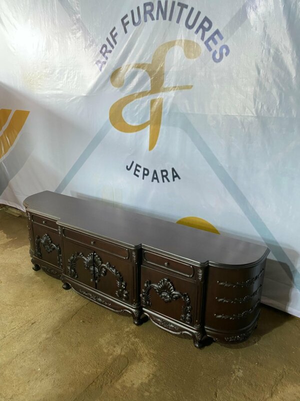 Meja Buffet TV Mewah Kayu Jati Furniture Jepara - Gambar 4