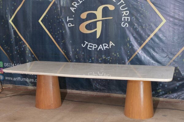 Meja Makan Hotel Villa Bali Veneer Jati Minimalis - Gambar 3