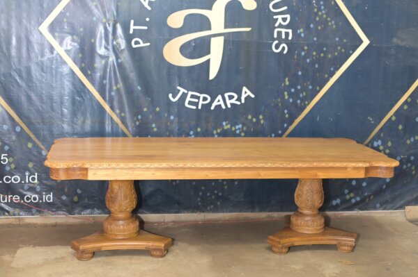 Meja Makan Kayu Jati Klasik Mewah Jepara - Gambar 2