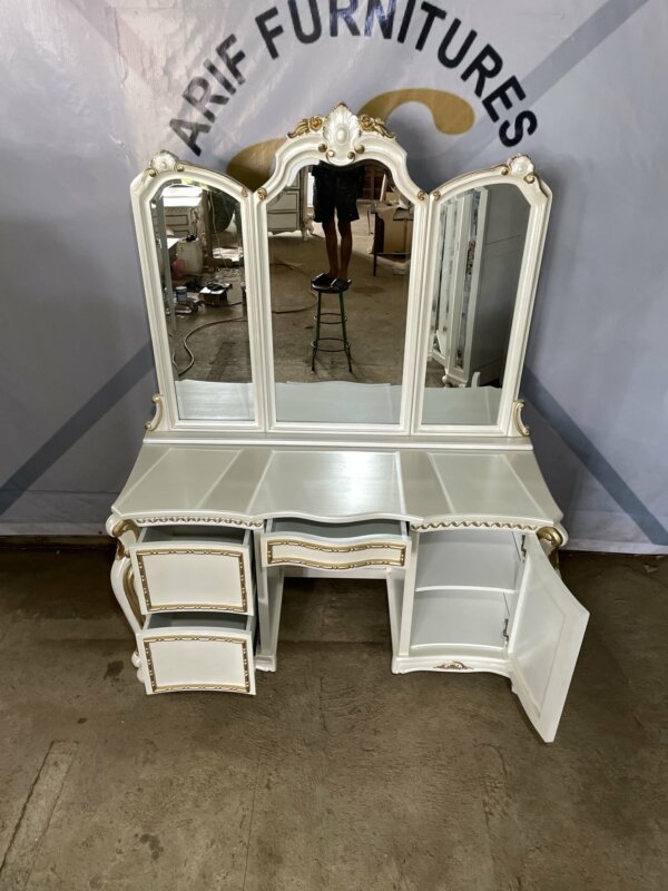 Custom Meja Rias Mewah Set Cermin Ukir Jepara - Gambar 7