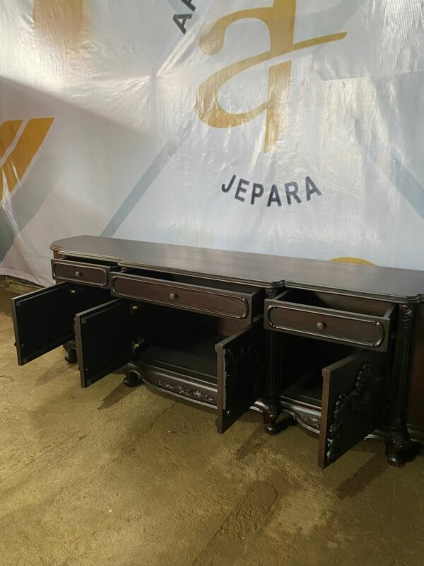 Meja Buffet TV Mewah Kayu Jati Furniture Jepara - Gambar 5