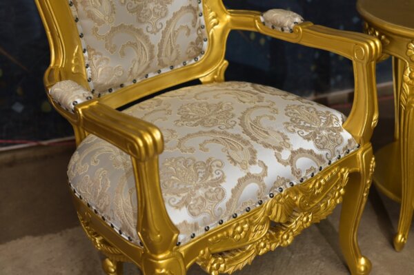 Set Meja Kursi Sofa Teras Emas Mewah - Gambar 5