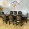 Set Meja Makan 8 Kursi Mewah Kayu Jati - Gambar 3