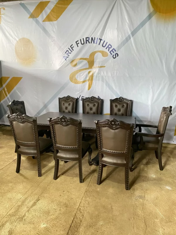 Set Meja Makan 8 Kursi Mewah Kayu Jati - Gambar 3