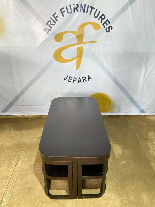 Set Meja Makan Jati Oval Minimalis - Gambar 4
