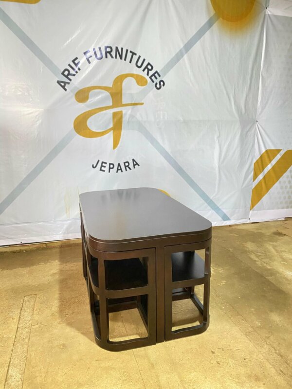 Set Meja Makan Jati Oval Minimalis - Gambar 3