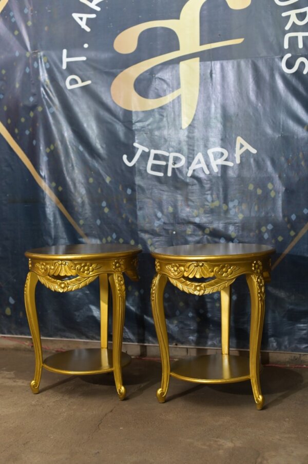Set Meja Kursi Sofa Teras Emas Mewah - Gambar 8