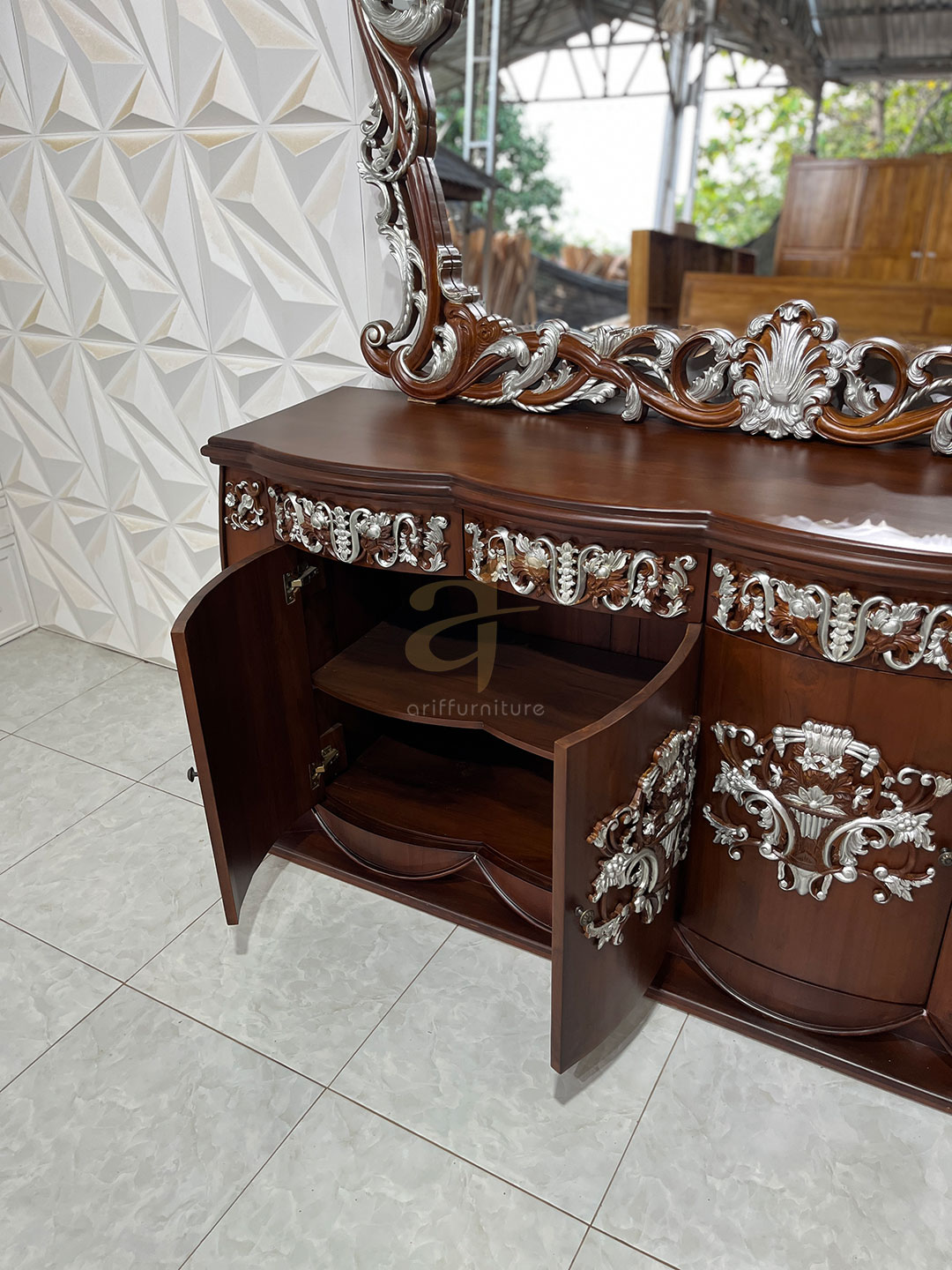 Meja Console Ruang Tamu Mewah Ukiran Jepara - Gambar 4