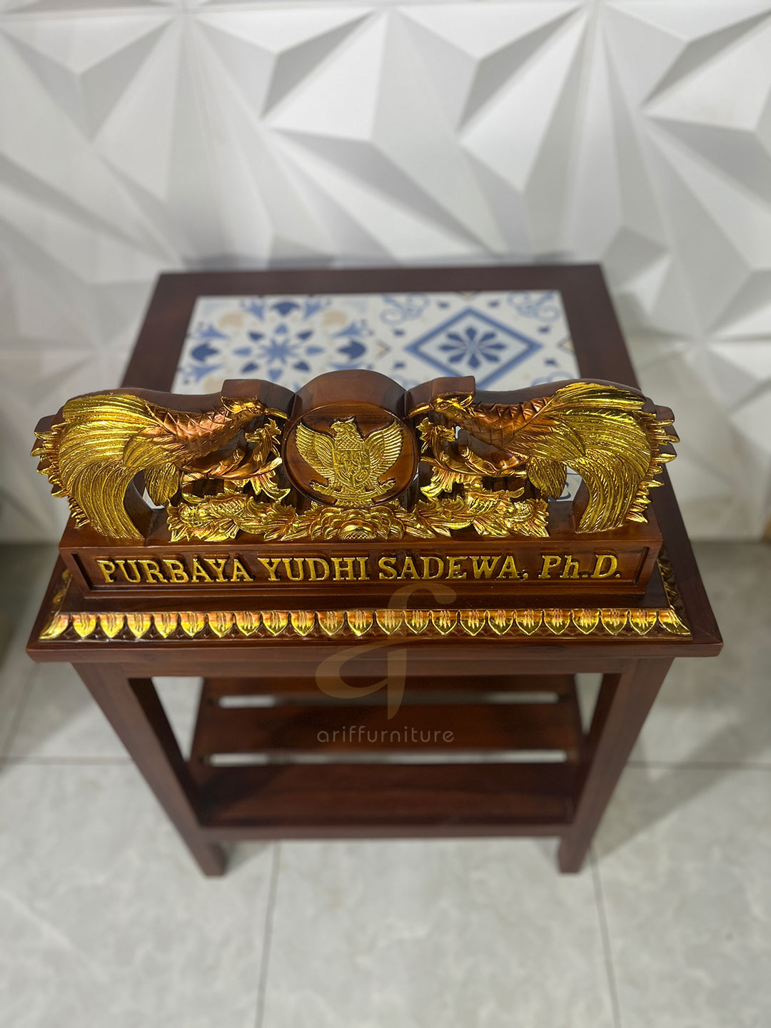 Papan Nama Kayu Jati Jepara Kustom Kementerian Keuangan - Gambar 3