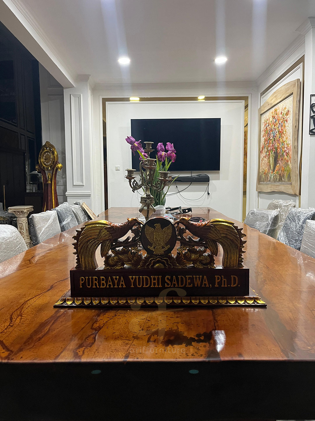 Papan Nama Kayu Jati Jepara Kustom Kementerian Keuangan - Gambar 5