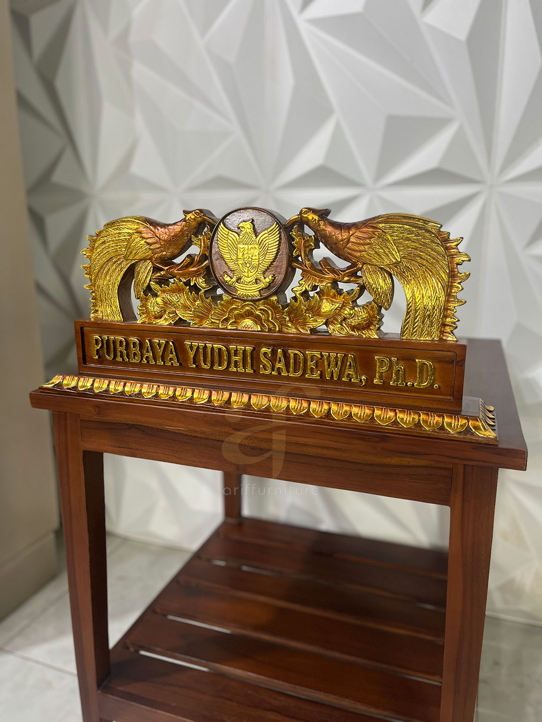 Papan Nama Kayu Jati Jepara Kustom Kementerian Keuangan